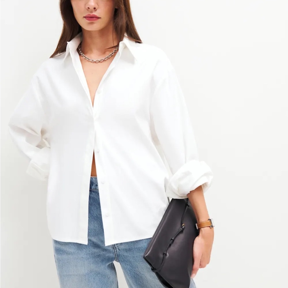 Reformation Andy Oversized Shirt - White Button-Down Shirt XS